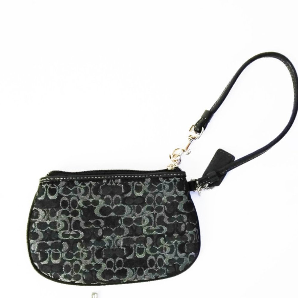 NWOT Coach evening wristlet in black & silver $65